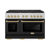 Autograph Edition 48 in. 6.7 cu. ft. Paramount Gas Range with 8 Burner DuoPro™ Cooktop and Dual Ovens with Black Matte Doors and Champagne Bronze Accents - (PSGRZBLM48CB) -