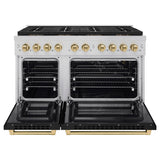 Autograph Edition 48 in. 6.7 cu. ft. Paramount Gas Range with 8 Burner DuoPro™ Cooktop and Dual Ovens with Black Matte Doors and Champagne Bronze Accents - (PSGRZBLM48CB) -