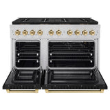 Autograph Edition 48 in. 6.7 cu. ft. Paramount Gas Range with 8 Burner DuoPro™ Cooktop and Dual Ovens with Black Matte Doors and Polished Gold Accents - (PSGRZBLM48G) -