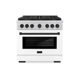 Autograph Edition 36 in. 5.2 cu. ft. Paramount Gas Range with 6 Burner DuoPro™ Cooktop and Convection Gas Oven with White Matte Door and Matte Black Accents - (PSGRZWM36MB) -