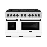 Autograph Edition 48 in. 6.7 cu. ft. Paramount Gas Range with 8 Burner DuoPro™ Cooktop and Dual Ovens with White Matte Doors and Matte Black Accents - (PSGRZWM48MB) -