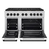 Autograph Edition 48 in. 6.7 cu. ft. Paramount Gas Range with 8 Burner DuoPro™ Cooktop and Dual Ovens with White Matte Doors and Matte Black Accents - (PSGRZWM48MB) -