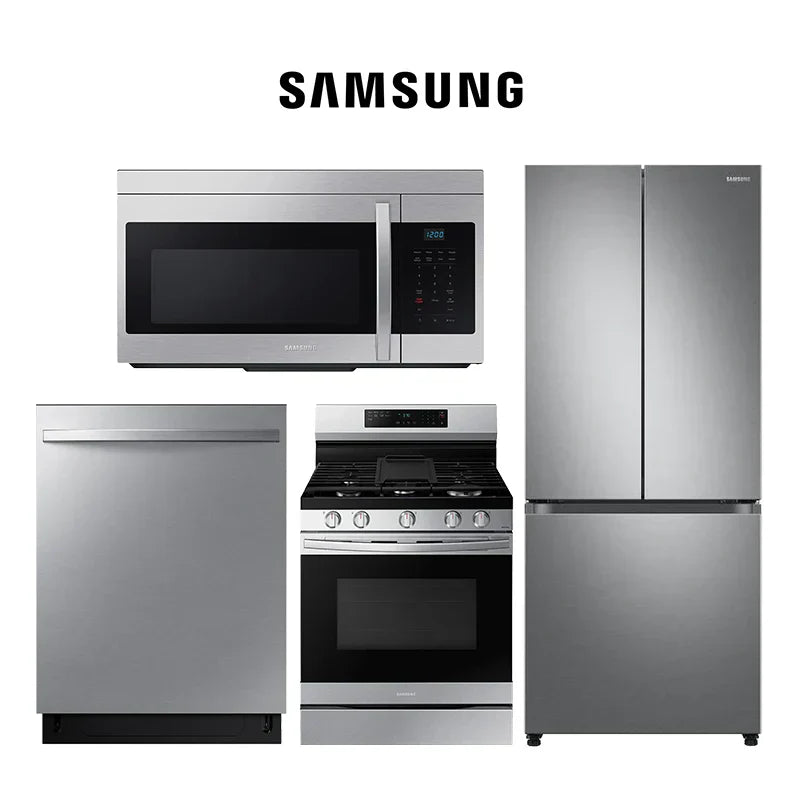 Samsung Modern Kitchen Collection – Refrigerator: RF25C5551SR | Gas Range: NX60A6511SS | Microwave: ME16A4021AS | Dishwasher: DW80CG4051SR