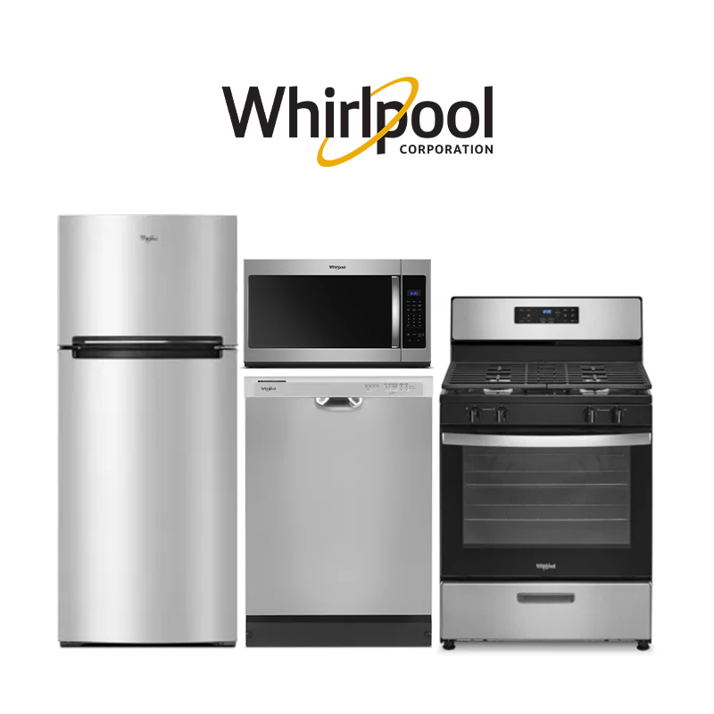 Apartment Grade Whirlpool Sets 4-Piece Stainless Steel Kitchen Package – Refrigerator (WRT518SZFM), Gas Range (WFG320M0MS), Dishwasher (WDF341PAPM) & Microwave (WMH31017HS)