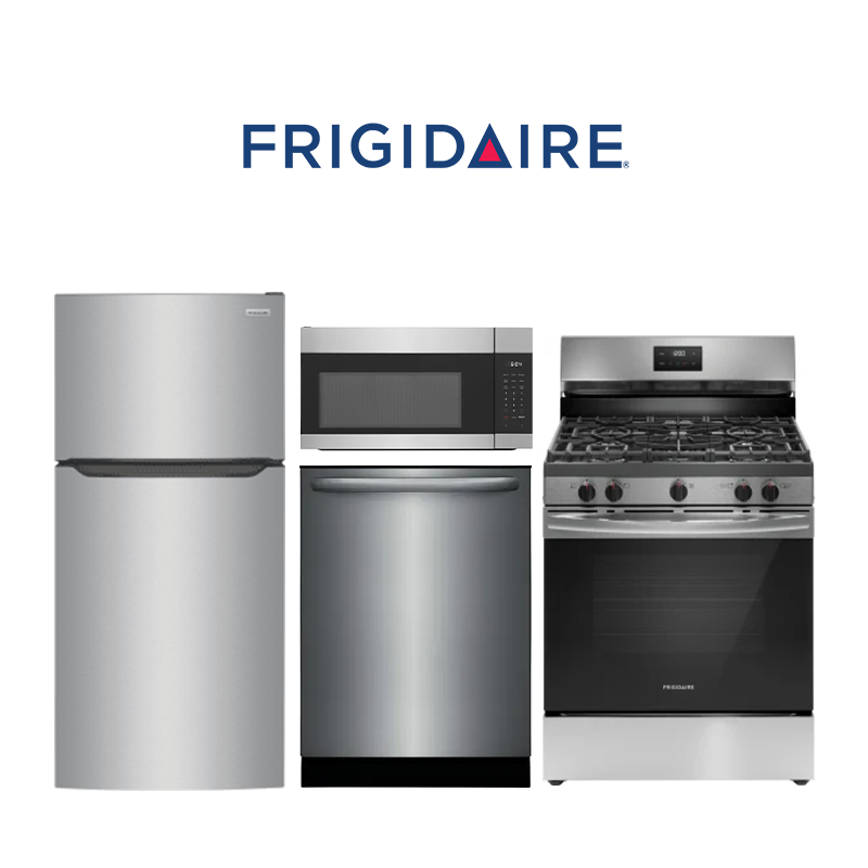 Apartment Grade Frigidaire Sets 4-Piece Stainless Steel Kitchen Package – Refrigerator (FFTR1835VS), Gas Range (FCRG3052BS), Dishwasher (FDPH4316AS) & Microwave (FMOS1746BS)