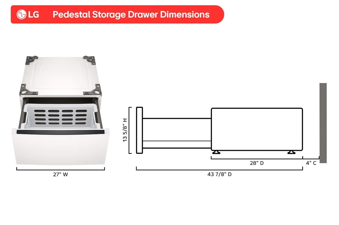 LG WDP6A pedestal storage drawer with washer installed