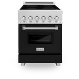 ZLINE 24 in. 2.8 cu. ft. Legacy Induction Range with 4 Element Cooktop and Electric Oven in Satin Stainless Steel and Black Matte Door (RAINDS-BLM-24) - (RAINDSBLM24) -