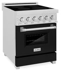 ZLINE 24 in. 2.8 cu. ft. Legacy Induction Range with 4 Element Cooktop and Electric Oven in Satin Stainless Steel and Black Matte Door (RAINDS-BLM-24) - (RAINDSBLM24) -