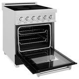 ZLINE 24 in. 2.8 cu. ft. Legacy Induction Range with 4 Element Cooktop and Electric Oven in Satin Stainless Steel and Black Matte Door (RAINDS-BLM-24) - (RAINDSBLM24) -