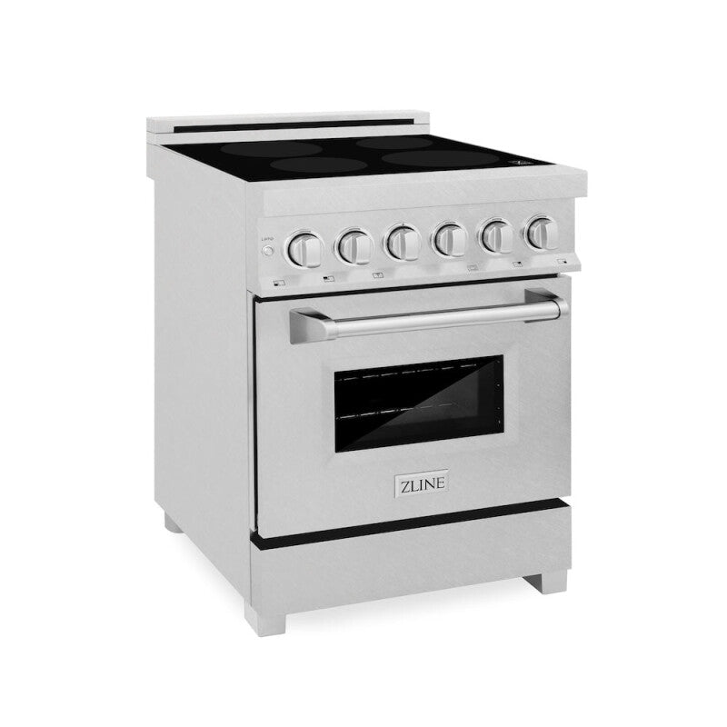 ZLINE 24 in. 2.8 cu. ft. Legacy Induction Range with 4 Element Cooktop and Electric Oven in Satin Stainless Steel (RAINDS-SN-24) - (RAINDSSN24) -