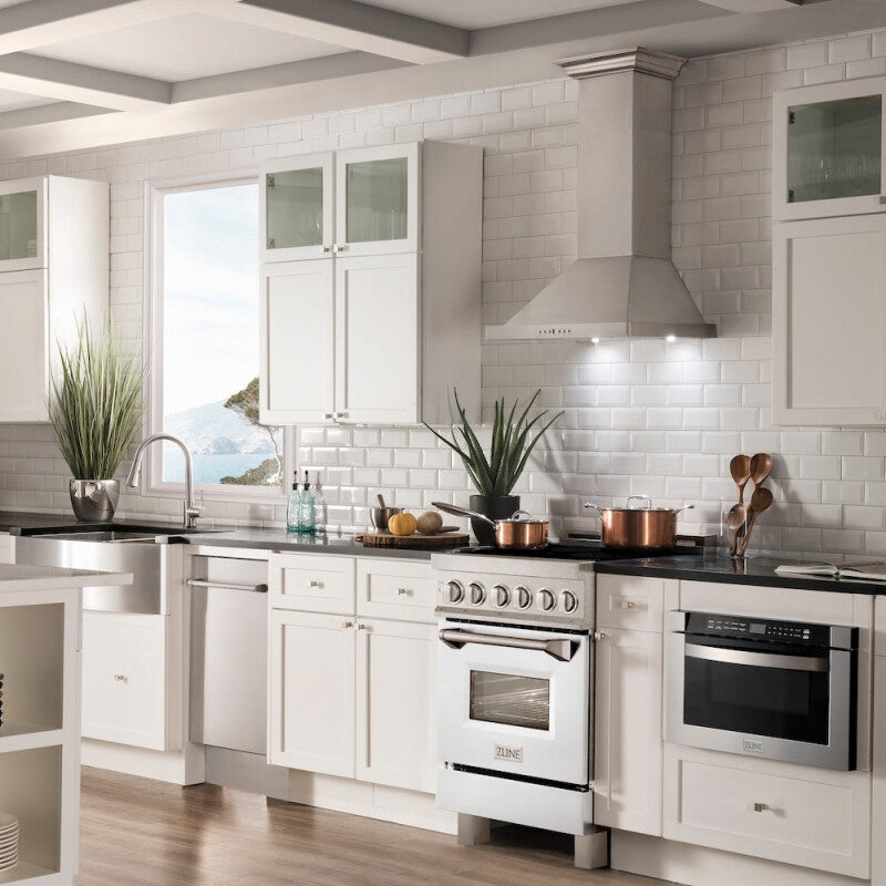 ZLINE 24 in. 2.8 cu. ft. Legacy Induction Range with 4 Element Cooktop and Electric Oven in Satin Stainless Steel and White Matte Door (RAINDS-WM-24) - (RAINDSWM24) -