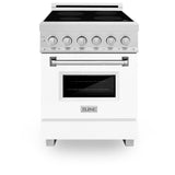 ZLINE 24 in. 2.8 cu. ft. Legacy Induction Range with 4 Element Cooktop and Electric Oven in Satin Stainless Steel and White Matte Door (RAINDS-WM-24) - (RAINDSWM24) -