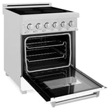 ZLINE 24 in. 2.8 cu. ft. Legacy Induction Range with 4 Element Cooktop and Electric Oven in Satin Stainless Steel and White Matte Door (RAINDS-WM-24) - (RAINDSWM24) -