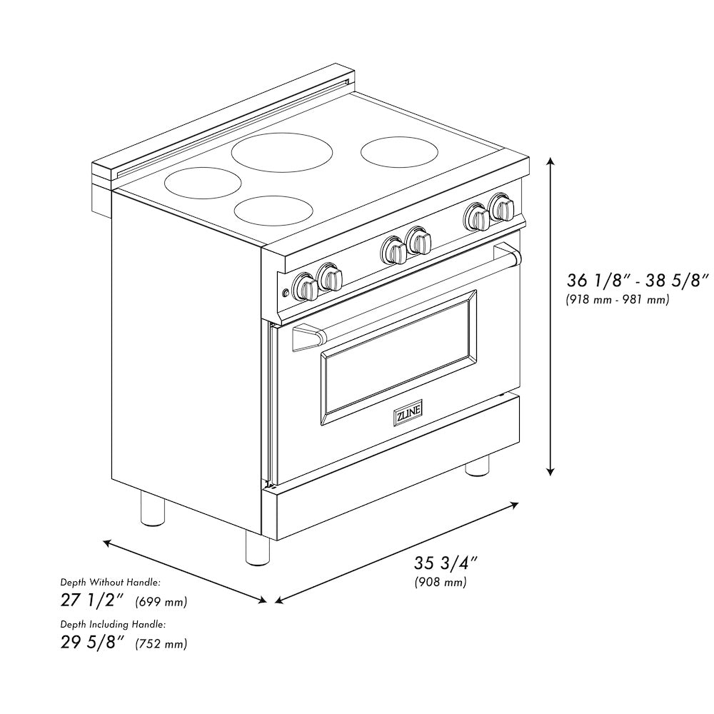 36" 4.6 cu. ft. Induction Range with a 4 Element Stove and Electric Oven - (RAINDSWM36) -
