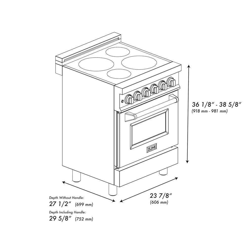 24" 2.8 cu. ft. Induction Range with a 3 Element Stove and Electric Oven - (RAINDWM24) -