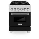 24" 2.8 cu. ft. Dual Fuel Range with Gas Stove and Electric Oven and Black Matte Door - (RASBLM24) -