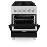 24" 2.8 cu. ft. Dual Fuel Range with Gas Stove and Electric Oven and Black Matte Door - (RASBLM24) -