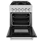 24" 2.8 cu. ft. Dual Fuel Range with Gas Stove and Electric Oven and Black Matte Door - (RASBLM24) -