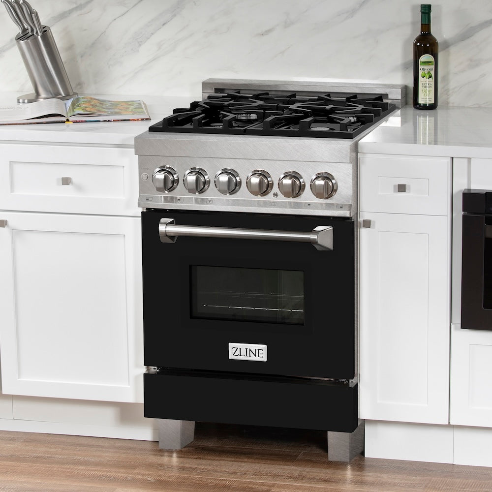 24" 2.8 cu. ft. Dual Fuel Range with Gas Stove and Electric Oven and Black Matte Door - (RASBLM24) -