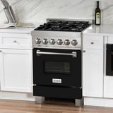 24" 2.8 cu. ft. Dual Fuel Range with Gas Stove and Electric Oven and Black Matte Door - (RASBLM24) -