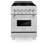 24" 2.8 cu. ft. Dual Fuel Range with Gas Stove and Electric Oven in DuraSnow® (RAS-24) - DuraSnow® With Brass Burners - (RASSNBR24) -