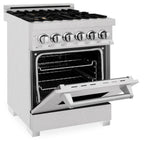 24" 2.8 cu. ft. Dual Fuel Range with Gas Stove and Electric Oven in DuraSnow® (RAS-24) - DuraSnow® With Brass Burners - (RASSNBR24) -