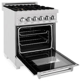 24" 2.8 cu. ft. Dual Fuel Range with Gas Stove and Electric Oven in DuraSnow® (RAS-24) - DuraSnow® With Brass Burners - (RASSNBR24) -