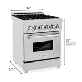24" 2.8 cu. ft. Dual Fuel Range with Gas Stove and Electric Oven in DuraSnow® (RAS-24) - DuraSnow® With Brass Burners - (RASSNBR24) -