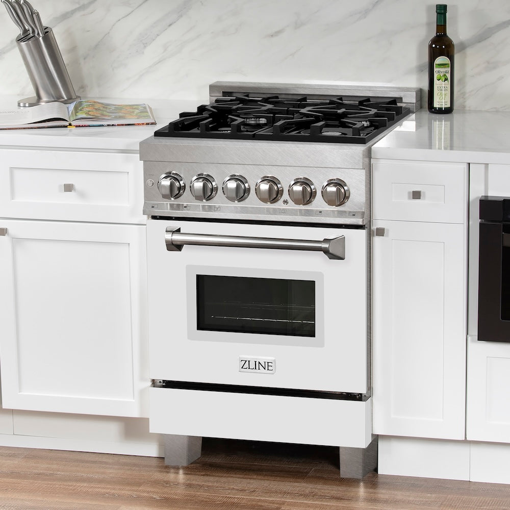 24" 2.8 cu. ft. Dual Fuel Range with Gas Stove and Electric Oven in DuraSnow® Stainless Steel (RAS-24) - DuraSnow® With Matte Door - (RASWM24) -