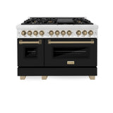 AutographEdition 48 in. 6.0 cu. ft. Dual Fuel Range with Gas Stove and Electric Oven in Fingerprint Resistant Stainless Steel with Black Matte Door and Champagne Bronze Accents - (RASZBLM48CB) -