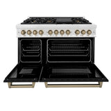 AutographEdition 48 in. 6.0 cu. ft. Dual Fuel Range with Gas Stove and Electric Oven in Fingerprint Resistant Stainless Steel with Black Matte Door and Champagne Bronze Accents - (RASZBLM48CB) -