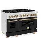 AutographEdition 48 in. 6.0 cu. ft. Dual Fuel Range with Gas Stove and Electric Oven in Fingerprint Resistant Stainless Steel with Black Matte Door and Champagne Bronze Accents - (RASZBLM48CB) -