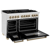 AutographEdition 48 in. 6.0 cu. ft. Dual Fuel Range with Gas Stove and Electric Oven in Fingerprint Resistant Stainless Steel with Black Matte Door and Champagne Bronze Accents - (RASZBLM48CB) -