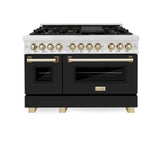 AutographEdition 48 in. 6.0 cu. ft. Dual Fuel Range with Gas Stove and Electric Oven in Fingerprint Resistant Stainless Steel with Black Matte Door and Polished Gold Accents - (RASZBLM48G) -
