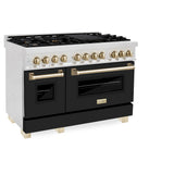 AutographEdition 48 in. 6.0 cu. ft. Dual Fuel Range with Gas Stove and Electric Oven in Fingerprint Resistant Stainless Steel with Black Matte Door and Polished Gold Accents - (RASZBLM48G) -