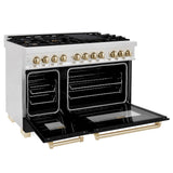 AutographEdition 48 in. 6.0 cu. ft. Dual Fuel Range with Gas Stove and Electric Oven in Fingerprint Resistant Stainless Steel with Black Matte Door and Polished Gold Accents - (RASZBLM48G) -