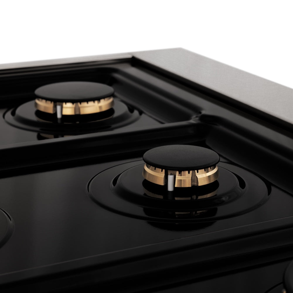 AutographEdition 48 in. 6.0 cu. ft. Dual Fuel Range with Gas Stove and Electric Oven in Fingerprint Resistant Stainless Steel with Black Matte Door and Polished Gold Accents - (RASZBLM48G) -