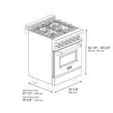 ZLINE Autograph Edition 24 in. 2.8 cu. ft. Legacy Dual Fuel Range with 4 Burner Gas Cooktop and Electric Convection Oven in DuraSnow® Stainless Steel with White Matte Door and Matte Black Accents (RASZ-WM-24-MB) - (RASZWM24MB) -
