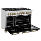 AutographEdition 48" 6.0 cu. ft. Dual Fuel Range with Gas Stove and Electric Oven in Stainless Steel with Black Matte Door and Champagne Bronze Accents - (RAZBLM48CB) -