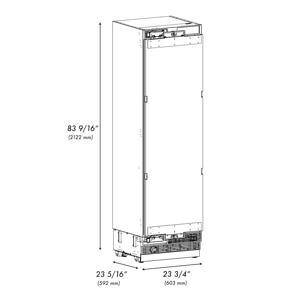 ZLINE Autograph Edition 24 in. 12.5 cu. ft. Panel Ready Column Refrigerator with Graphite Gray Interior and Polished Gold Accents (RBCRVZ-24-G) - (RBCRVZ24G) -