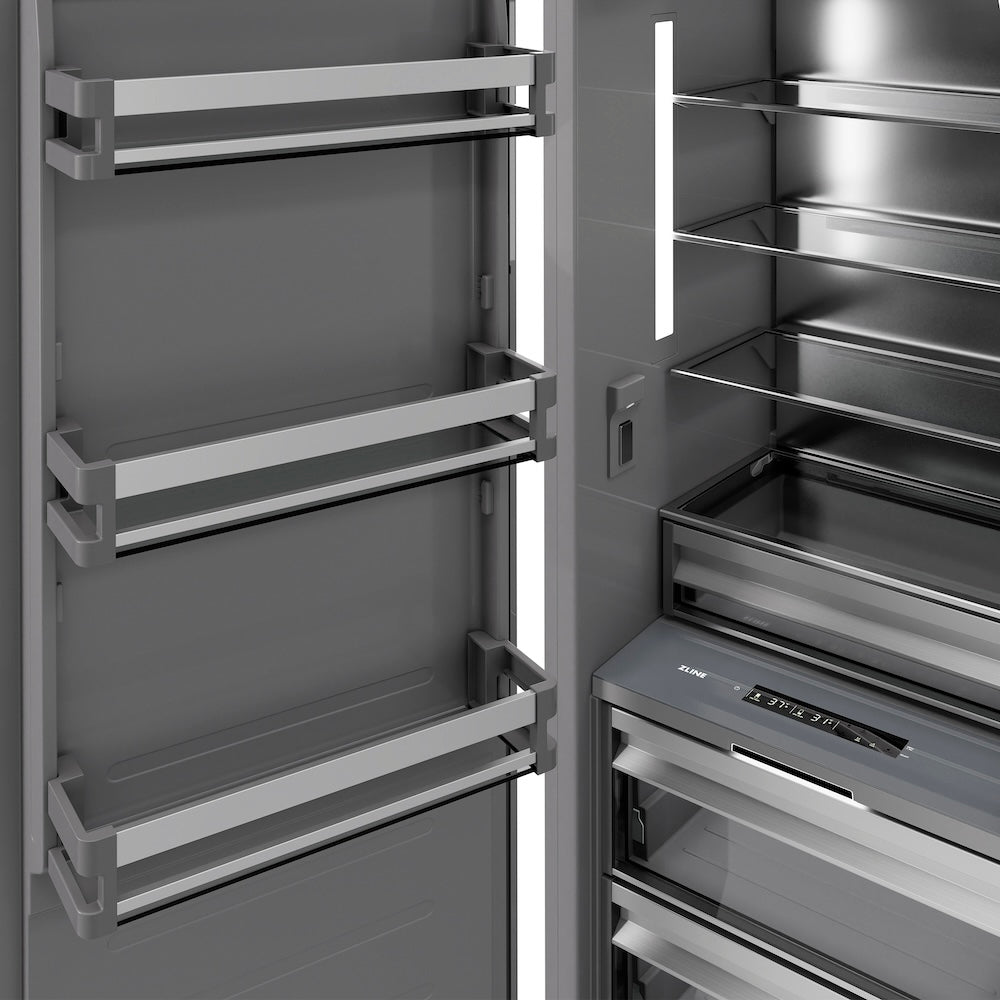 ZLINE Autograph Edition 30 in. 16.7 cu. ft. Panel Ready Column Refrigerator with Graphite Gray Interior and Champagne Bronze Accents (RBCRVZ-30-CB) - (RBCRVZ30CB) -