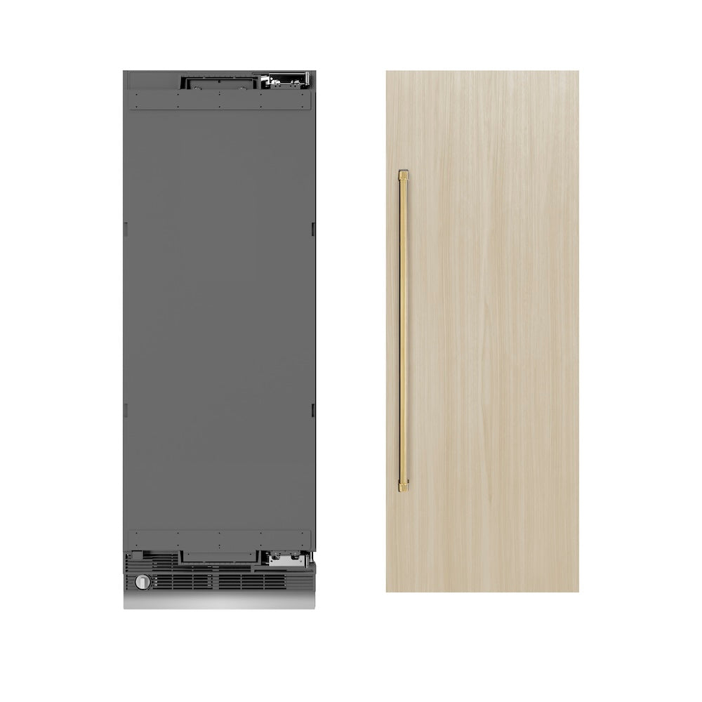 ZLINE Autograph Edition 30 in. 16.7 cu. ft. Panel Ready Column Refrigerator with Graphite Gray Interior and Polished Gold Accents (RBCRVZ-30-G) - (RBCRVZ30G) -