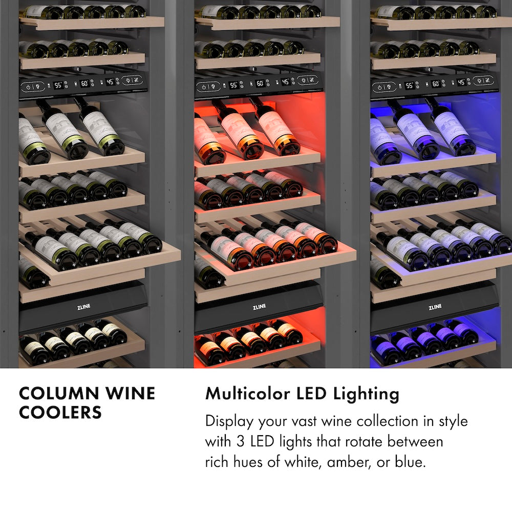 ZLINE 24 in. 12.4 cu. ft. Triple Zone 100 Bottle Panel Ready Column Wine Cooler (RBCWV-24) - (RBCWV24) -