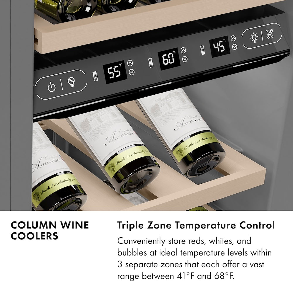 ZLINE 24 in. 12.4 cu. ft. Triple Zone 100 Bottle Panel Ready Column Wine Cooler (RBCWV-24) - (RBCWV24) -