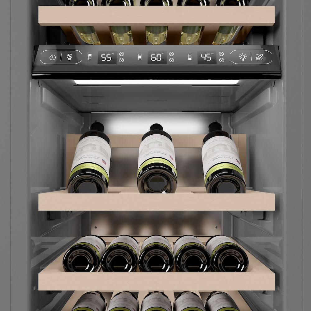 ZLINE 18 in. 9.0 cu. ft. Triple Zone 68 Bottle Panel Ready Left Hinge Column Wine Cooler (RBCWVL-18) - (RBCWVL18) -