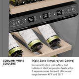 ZLINE 18 in. 9.0 cu. ft. Triple Zone 68 Bottle Panel Ready Left Hinge Column Wine Cooler (RBCWVL-18) - (RBCWVL18) -