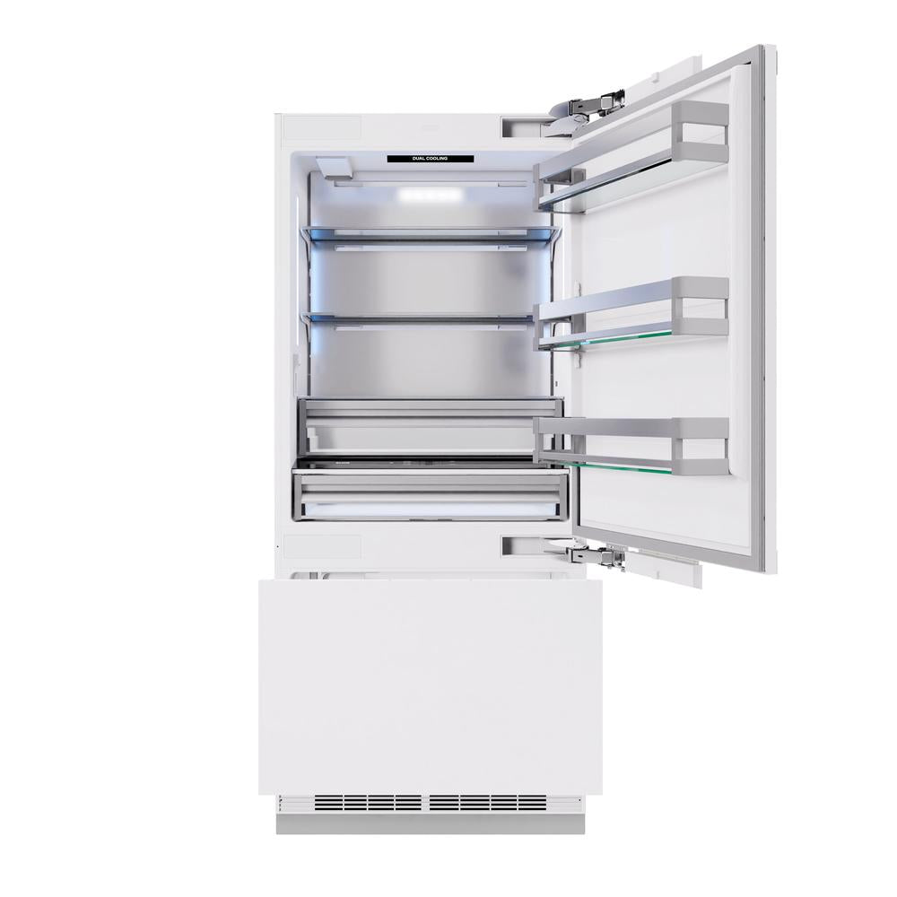 ZLINE 36 in. 19.8 cu. ft. Panel Ready Built-In Bottom Freezer Refrigerator with Water Dispenser and Ice Maker (RBIT-36) - (RBIT36) -