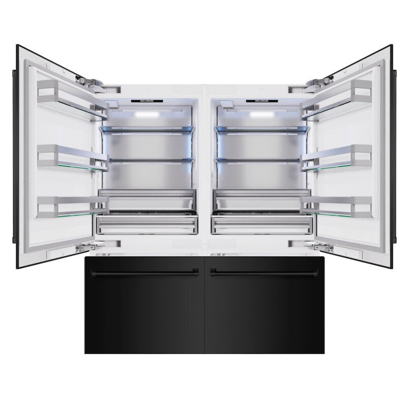 ZLINE 72 in. 39.6 cu. ft. French Door Built-In Bottom Freezer Refrigerator with Water Dispensers and Ice Makers in Black Stainless Steel (RBIT-BS-72) - (RBITBS72) -