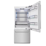 ZLINE 36 in. 19.8 cu. ft. Built-In Bottom Freezer Refrigerator with Water Dispenser and Ice Maker in DuraSnow® Stainless Steel (RBIT-SN-36) - (RBITSN36) -