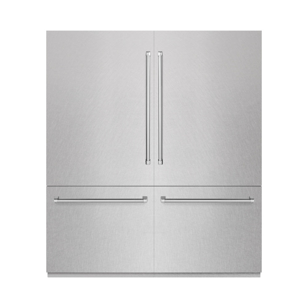 ZLINE 72 in. 39.6 cu. ft. French Door Built-In Bottom Freezer Refrigerator with Water Dispensers and Ice Makers in DuraSnow® Stainless Steel (RBIT-SN-72) - (RBITSN72) -